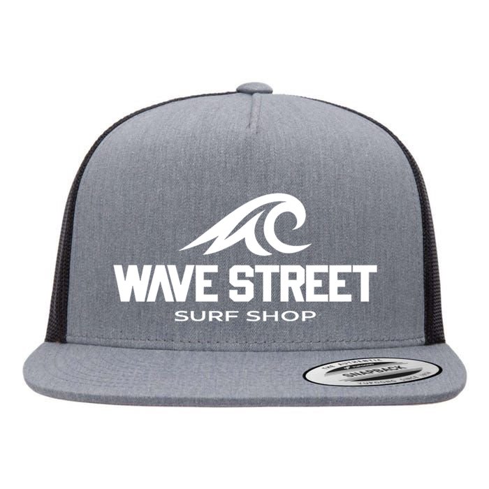 Wave Street Surf Vintage Beach Logo Flat Bill Trucker Hat