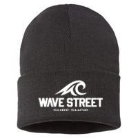 Wave Street Surf Vintage Beach Logo Sustainable Knit Beanie