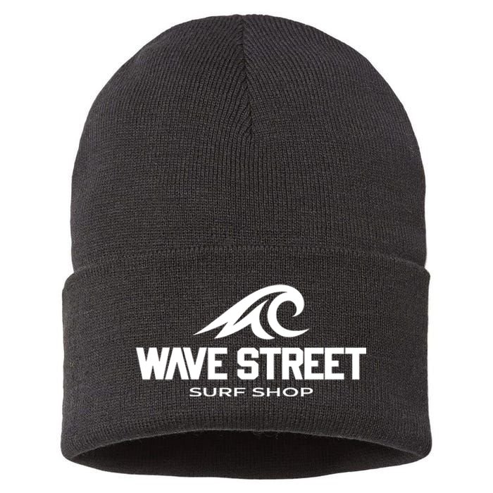 Wave Street Surf Vintage Beach Logo Sustainable Knit Beanie