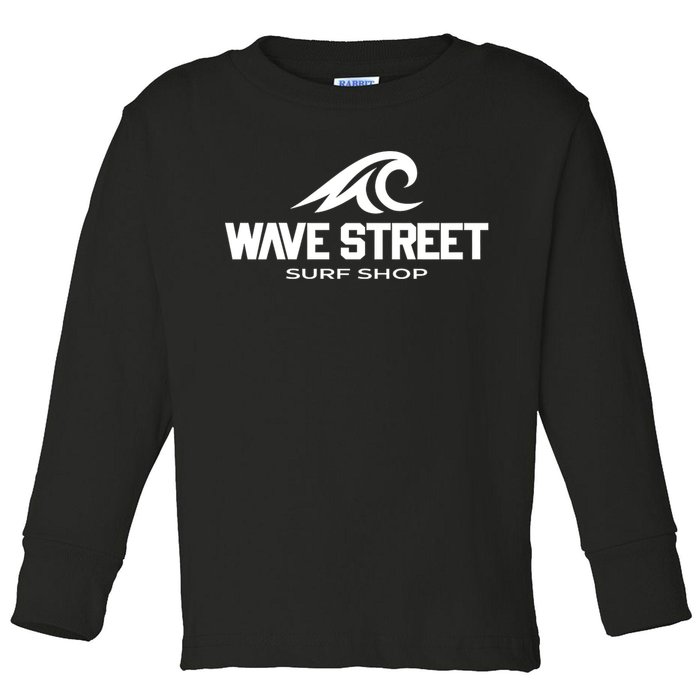 Wave Street Surf Vintage Beach Logo Toddler Long Sleeve Shirt