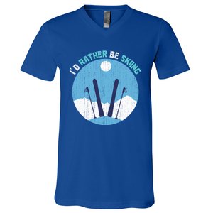 Winter Sport Skiing Lover Ski Instructor Funny Skier Ski Gift V-Neck T-Shirt