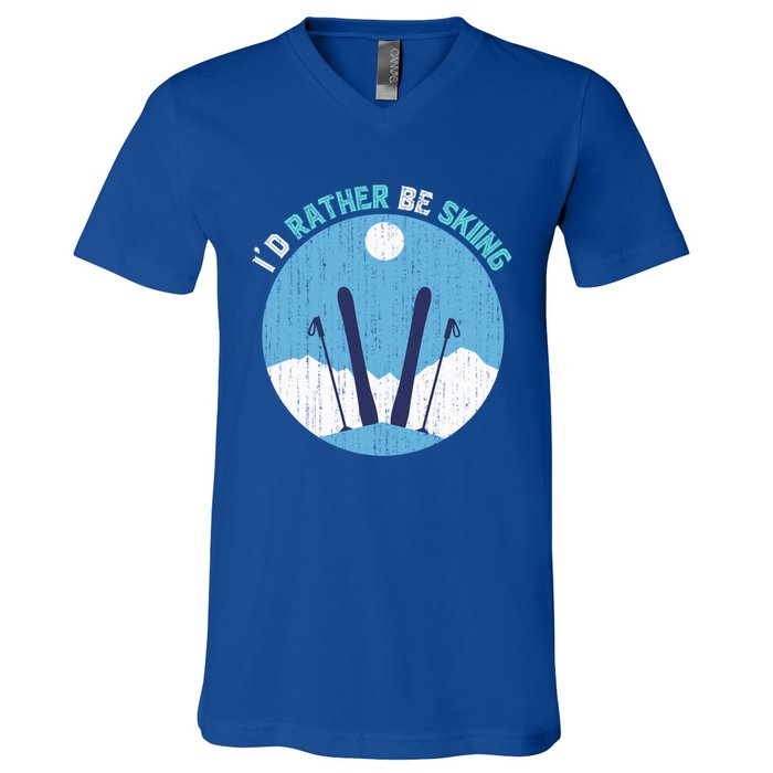 Winter Sport Skiing Lover Ski Instructor Funny Skier Ski Gift V-Neck T-Shirt