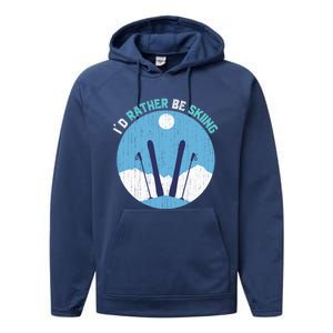 Winter Sport Skiing Lover Ski Instructor Funny Skier Ski Gift Performance Fleece Hoodie