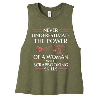 Woman Scrapbooking Skills Scrapbook Scrapbooker Crops Swaps Cute Gift Women's Racerback Cropped Tank