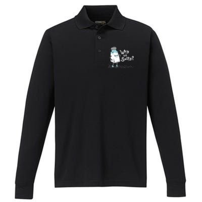 Why So Salty? Funny Salt Shaker Salty Attitude Performance Long Sleeve Polo