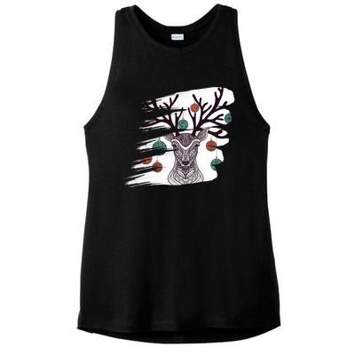 Winter Season Snow Reindeer Christmas Balls Xmas Holiday Cool Gift Ladies PosiCharge Tri-Blend Wicking Tank