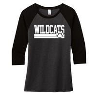 Wildcats School Spirit Women's Tri-Blend 3/4-Sleeve Raglan Shirt