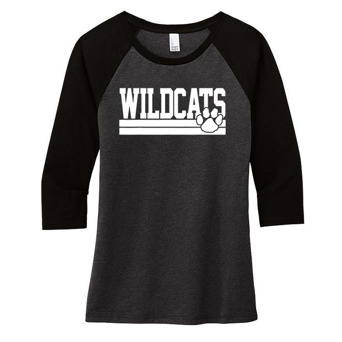 Wildcats School Spirit Women's Tri-Blend 3/4-Sleeve Raglan Shirt