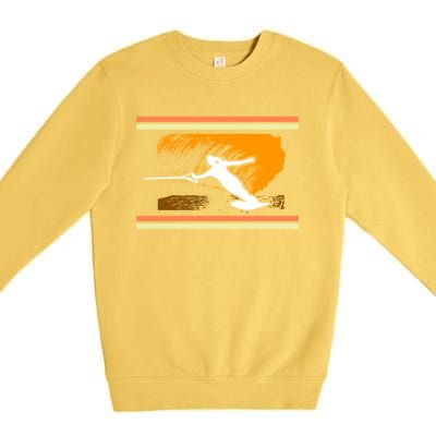 Water Skiing Ski Lover Retro Extreme Sports Beach Athletes Gift Premium Crewneck Sweatshirt