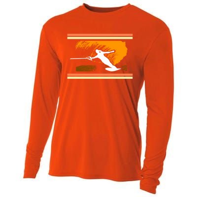 Water Skiing Ski Lover Retro Extreme Sports Beach Athletes Gift Cooling Performance Long Sleeve Crew