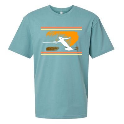 Water Skiing Ski Lover Retro Extreme Sports Beach Athletes Gift Sueded Cloud Jersey T-Shirt