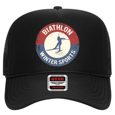 Winter Sports Ski Biathlon High Crown Mesh Back Trucker Hat