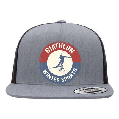 Winter Sports Ski Biathlon Flat Bill Trucker Hat