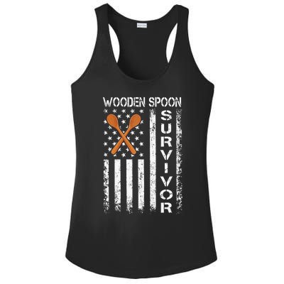 Wooden Spoon Survivor - Humor Expression Funny Us Flag Ladies PosiCharge Competitor Racerback Tank