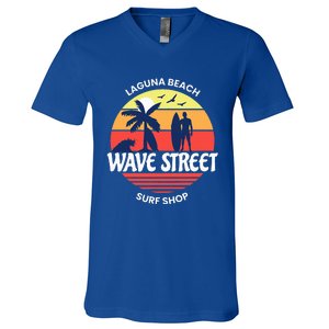 Wave Street Surf Shop Sunrise Logo  V-Neck T-Shirt