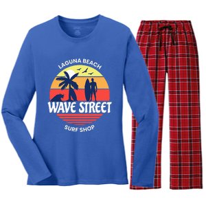 Wave Street Surf Shop Sunrise Logo  Women's Long Sleeve Flannel Pajama Set 