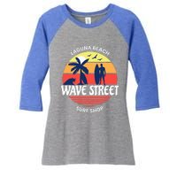 Wave Street Surf Shop Sunrise Logo  Women's Tri-Blend 3/4-Sleeve Raglan Shirt