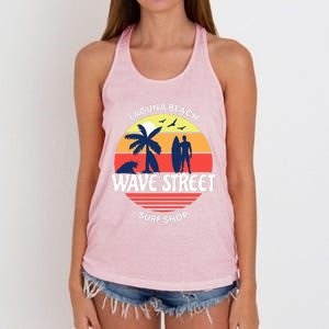 Wave Street Surf Shop Sunrise Logo  Women's Knotted Racerback Tank