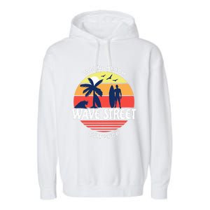 Wave Street Surf Shop Sunrise Logo  Garment-Dyed Fleece Hoodie