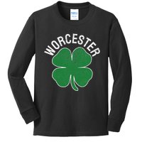 Worcester Shamrock St. Patrick's Day Saint Paddy's Irish Kids Long Sleeve Shirt