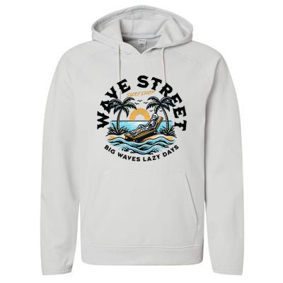 Wave Street Skeleton On The Beach Performance Fleece Hoodie