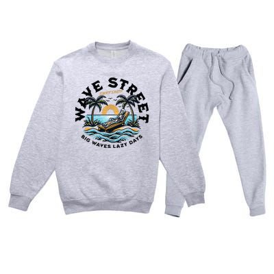 Wave Street Skeleton On The Beach Premium Crewneck Sweatsuit Set