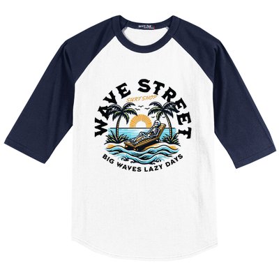 Wave Street Skeleton On The Beach Baseball Sleeve Shirt