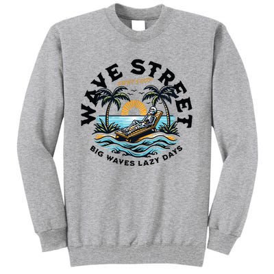 Wave Street Skeleton On The Beach Tall Sweatshirt