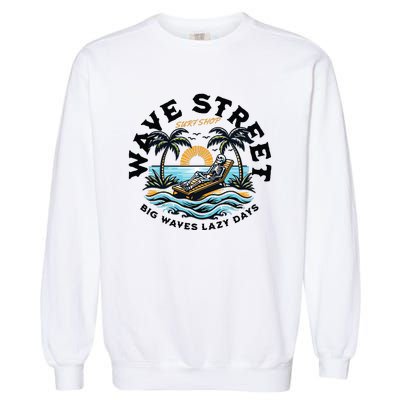 Wave Street Skeleton On The Beach Garment-Dyed Sweatshirt