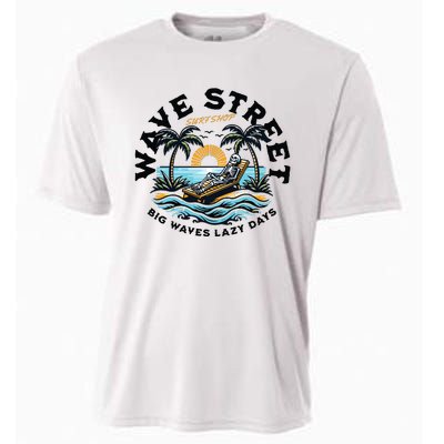 Wave Street Skeleton On The Beach Cooling Performance Crew T-Shirt