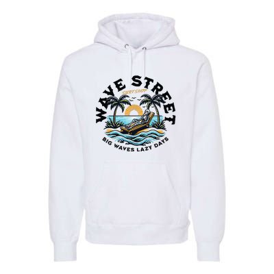 Wave Street Skeleton On The Beach Premium Hoodie