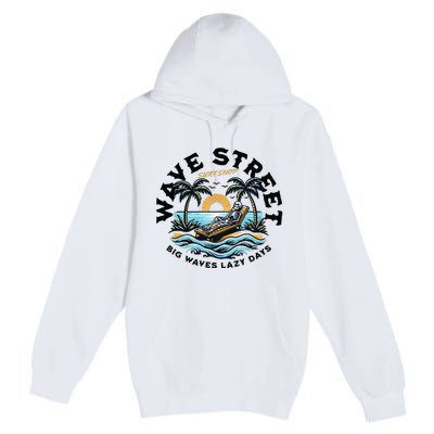 Wave Street Skeleton On The Beach Premium Pullover Hoodie