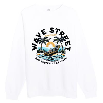 Wave Street Skeleton On The Beach Premium Crewneck Sweatshirt