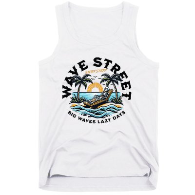 Wave Street Skeleton On The Beach Tank Top