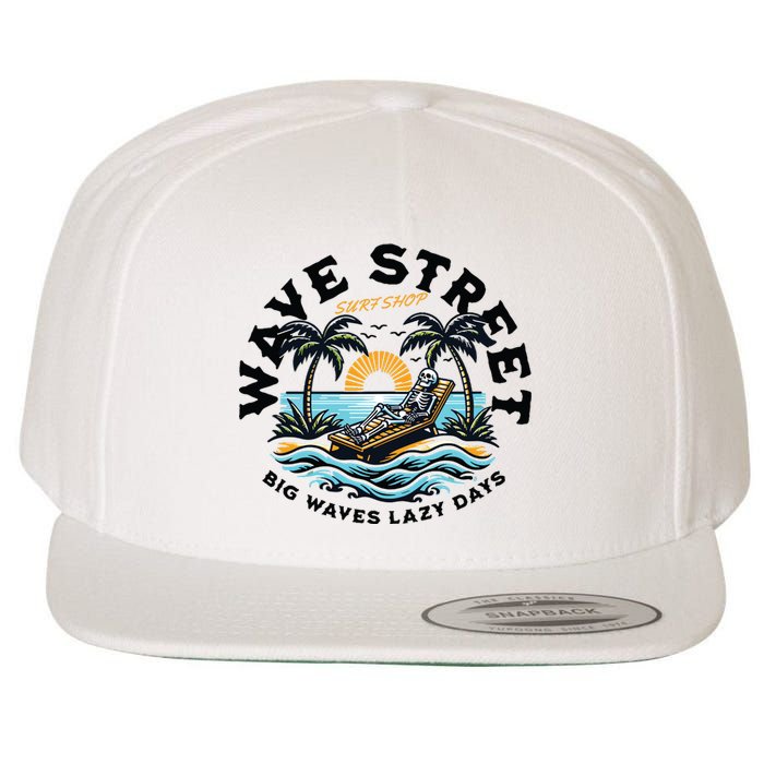 Wave Street Skeleton On The Beach Wool Snapback Cap