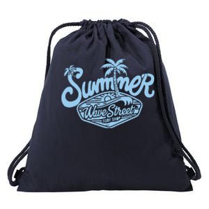 Wave Street Summer Surf Shop Graphic Drawstring Bag