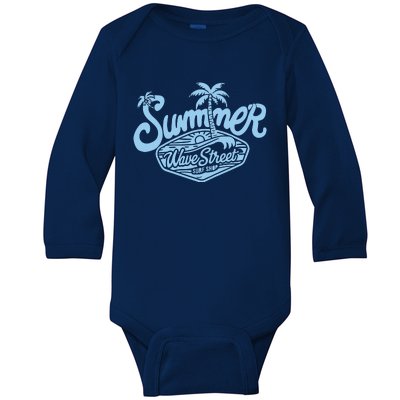 Wave Street Summer Surf Shop Graphic Baby Long Sleeve Bodysuit