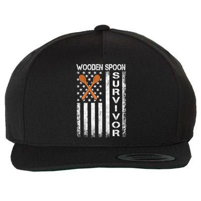 Wooden Spoon Survivor Humor Expression Funny Us Flag Wool Snapback Cap