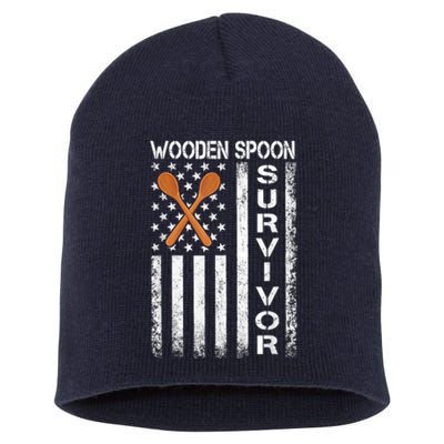 Wooden Spoon Survivor Humor Expression Funny Us Flag Short Acrylic Beanie