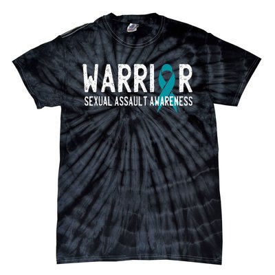 Warrior Survivor Sexual Assault Awareness Month Teal Ribbon Tie-Dye T-Shirt