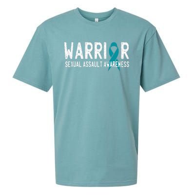 Warrior Survivor Sexual Assault Awareness Month Teal Ribbon Sueded Cloud Jersey T-Shirt