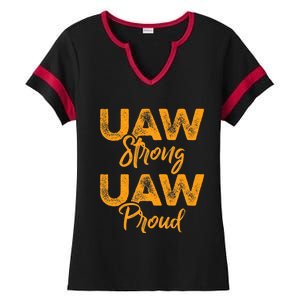 We Stand Strong UAW On Strike Striking Uaw Workers Ladies Halftime Notch Neck Tee