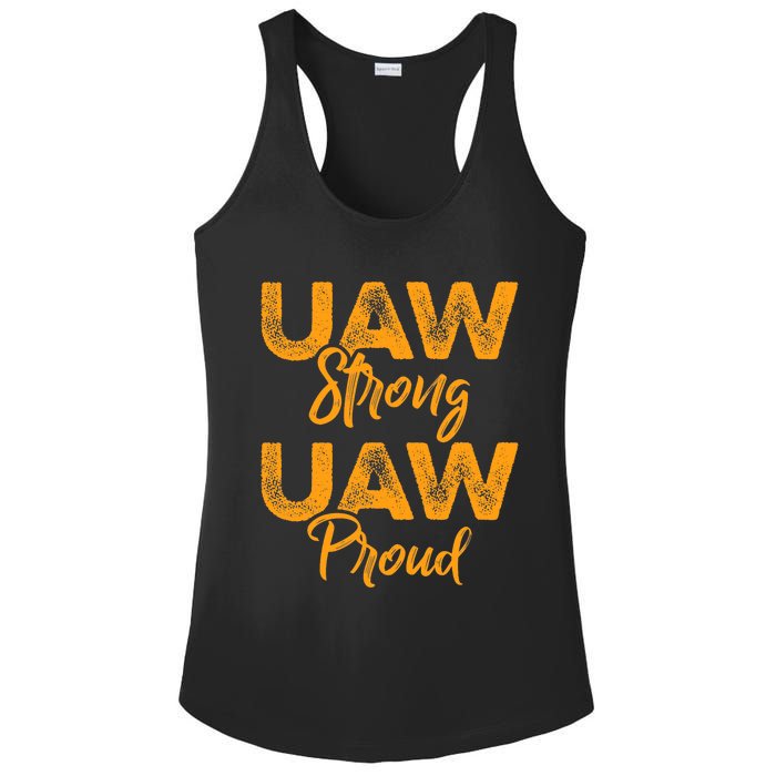 We Stand Strong UAW On Strike Striking Uaw Workers Ladies PosiCharge Competitor Racerback Tank