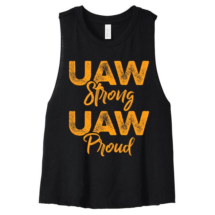 We Stand Strong UAW On Strike Striking Uaw Workers Women's Racerback Cropped Tank