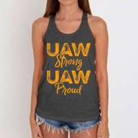 We Stand Strong UAW On Strike Striking Uaw Workers Women's Knotted Racerback Tank