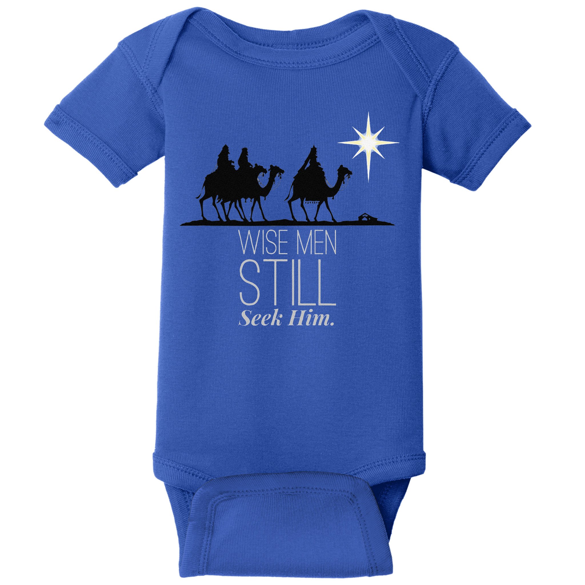 Wise Still Seek Him Christian Christmas Jesus Design Baby Bodysuit