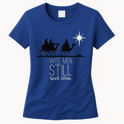 Wise Still Seek Him Christian Christmas Jesus Design Womens T-Shirt
