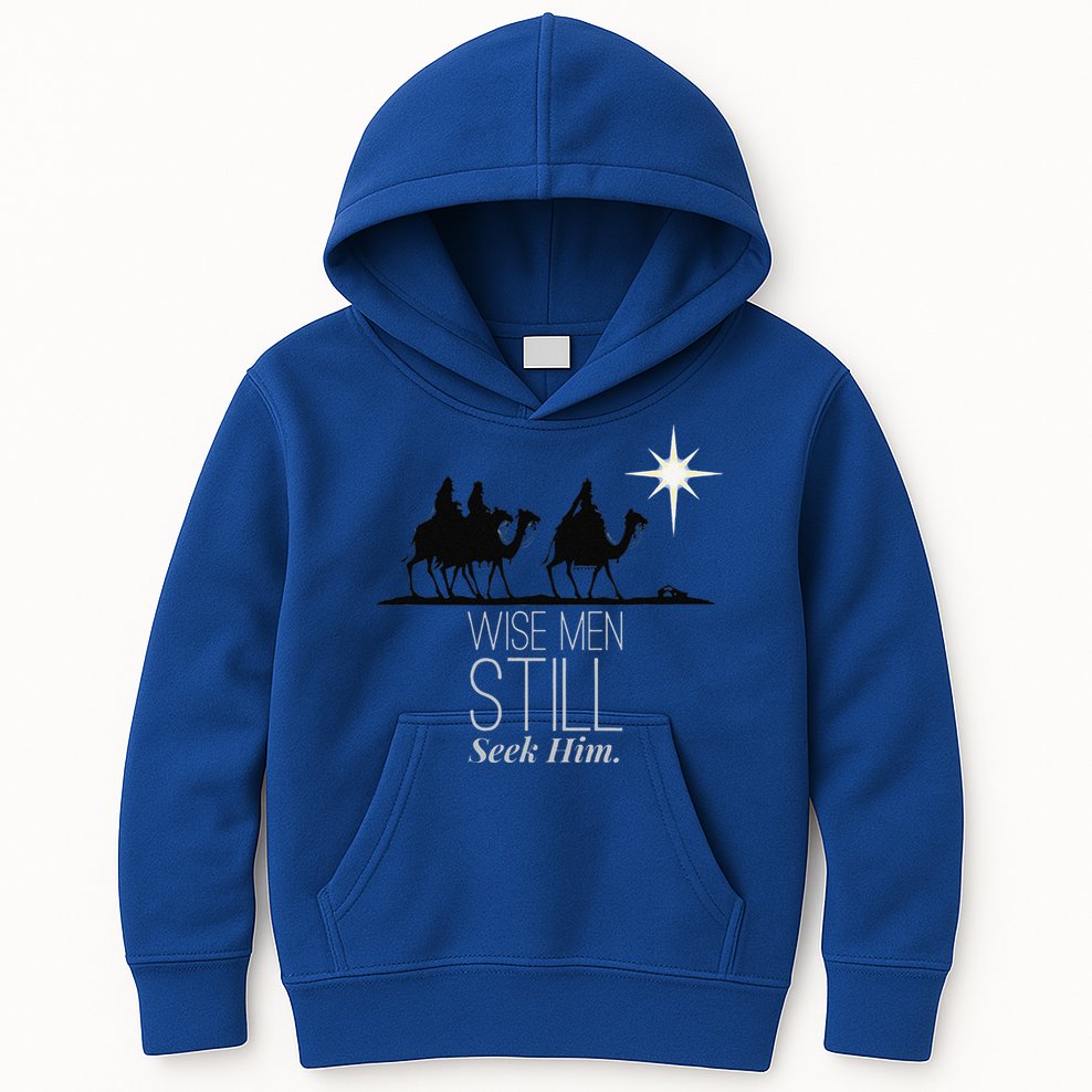 Wise Still Seek Him Christian Christmas Jesus Design Kids Hoodie