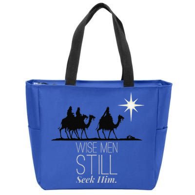 Wise Still Seek Him Christian Christmas Jesus Design Zip Tote Bag