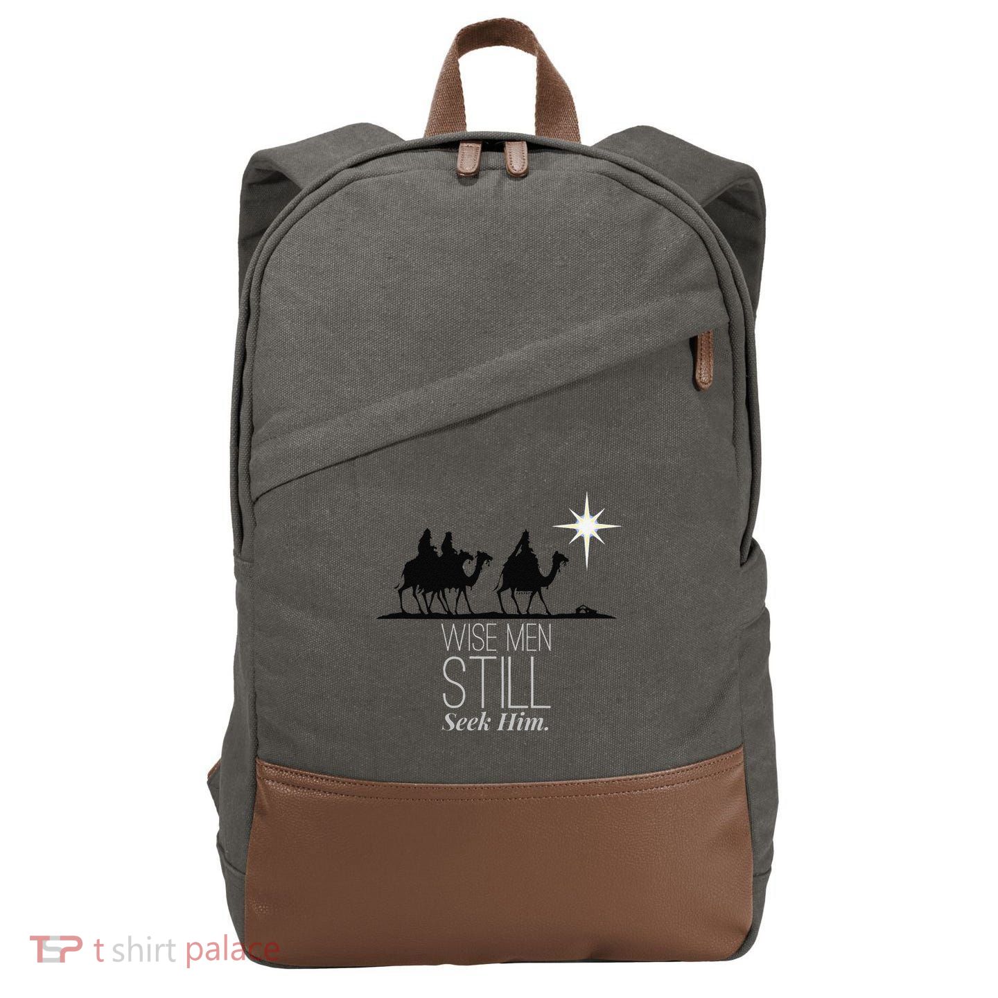 Wise Still Seek Him Christian Christmas Jesus Design Cotton Canvas Backpack